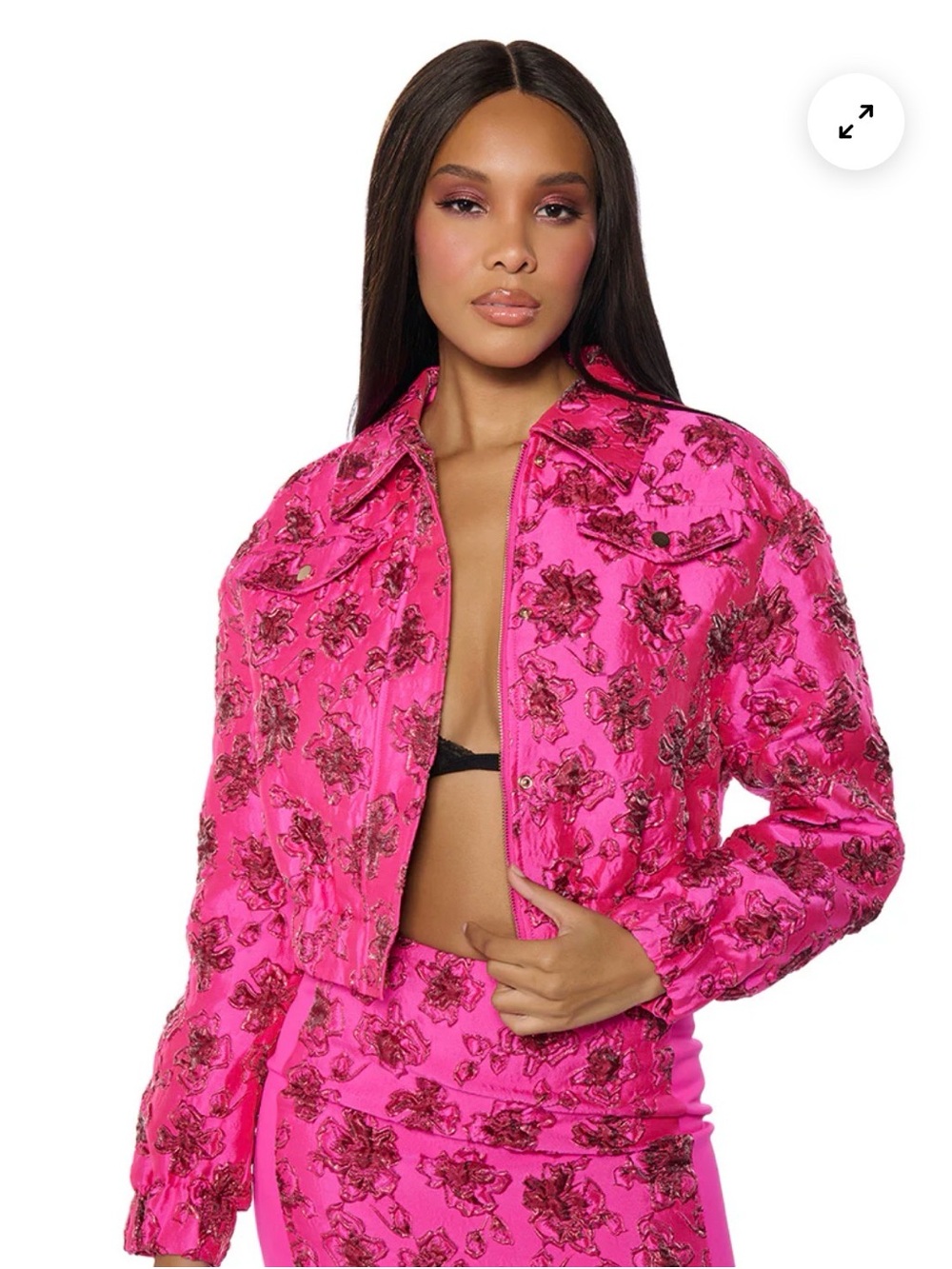 AKIRA Hot Pink Bomber Embroidered Jacket - Large/ Medium.